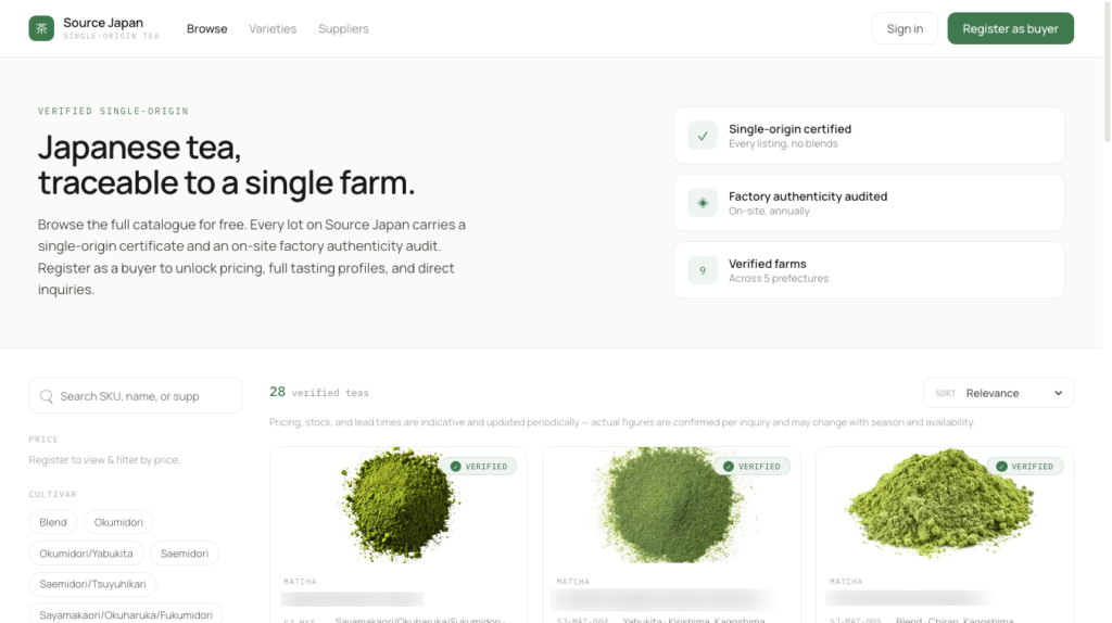 Studio 1414 LLC Launches SOURCE JAPAN — A Certified Matcha Sourcing Search System for US Buyers